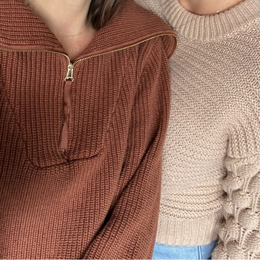 Varley Rust Cropped Zip-Front Ribbed Sweater - Picture 10 of 10